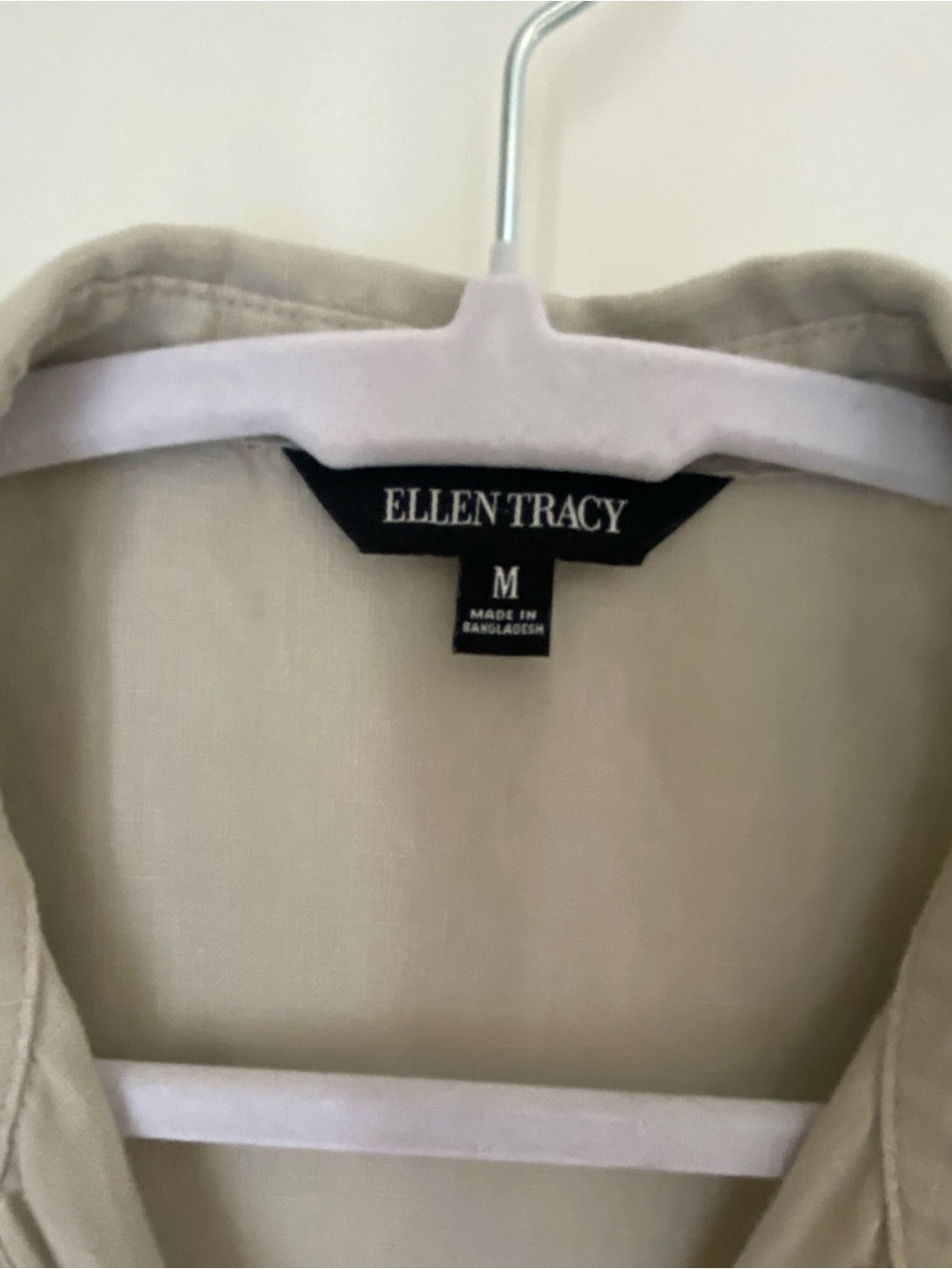 Dressy Collared Button-up Shirt Sleeveless Linen Solid Neutral Summer Tanks M - Picture 6 of 7